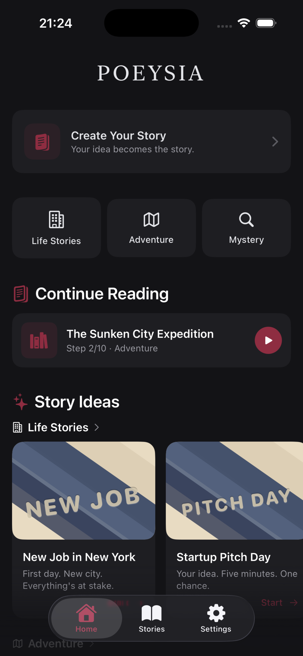 Poeysia Storytelling story screen
