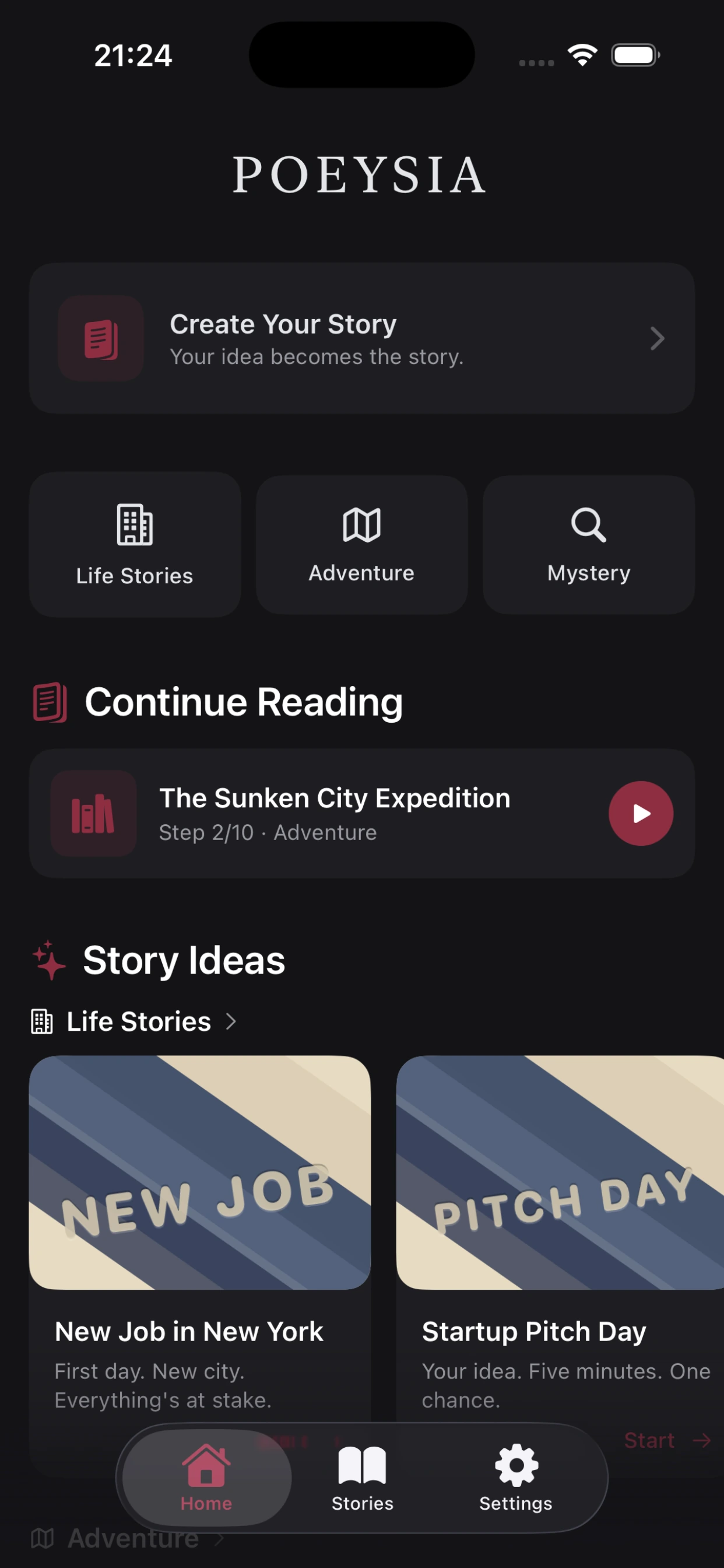 Poeysia Storytelling story screen