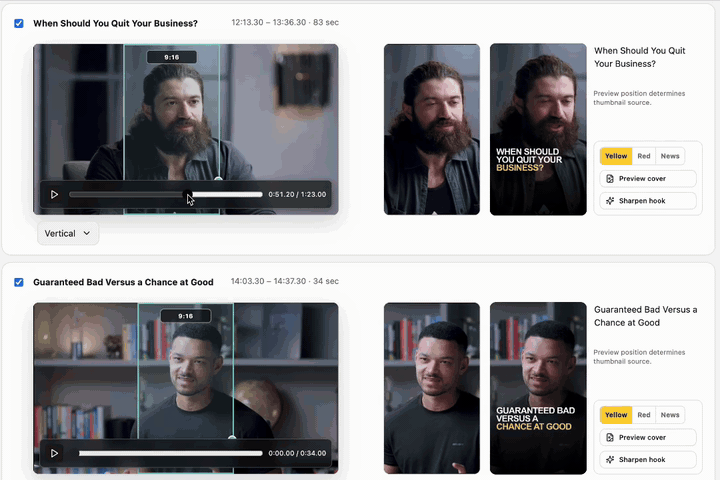 PoeysiaPRO cover and thumbnail generator selecting source frames and applying title presets